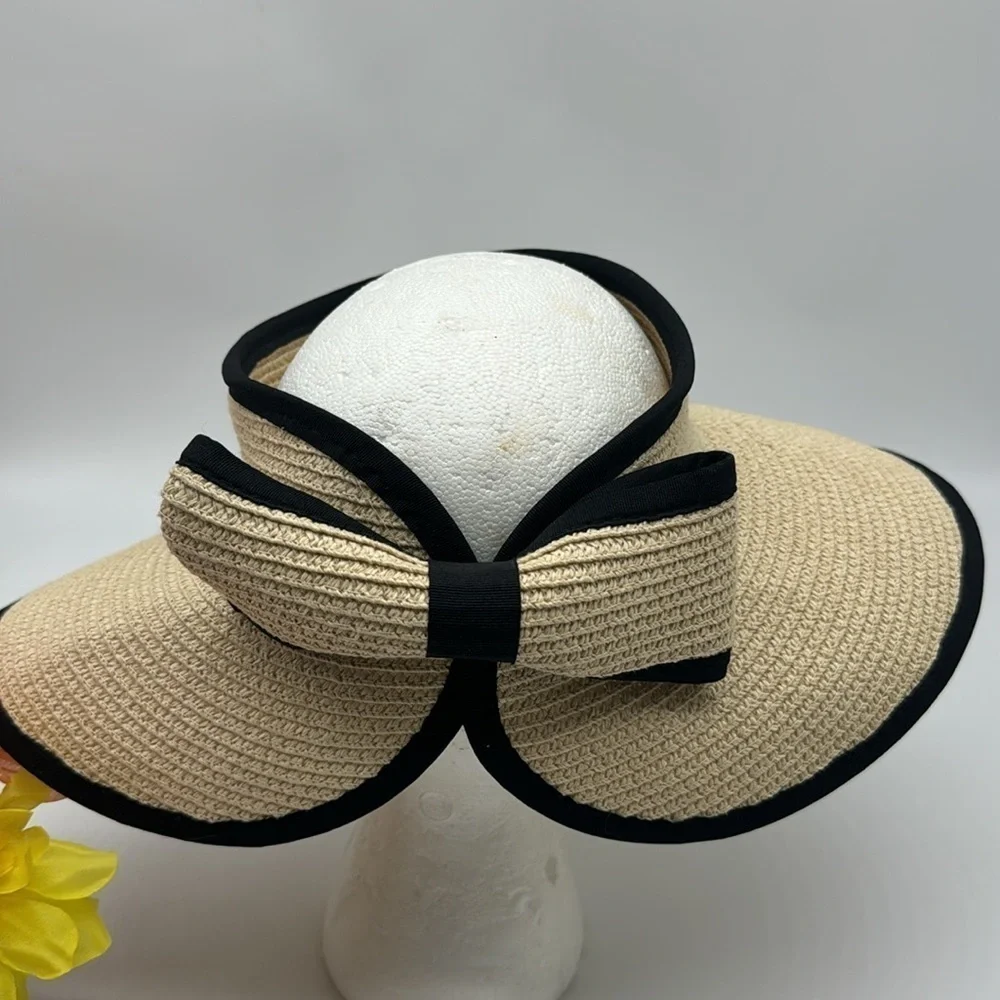 Broner Tan Black Open Top Sun Hat with Bow HT5619